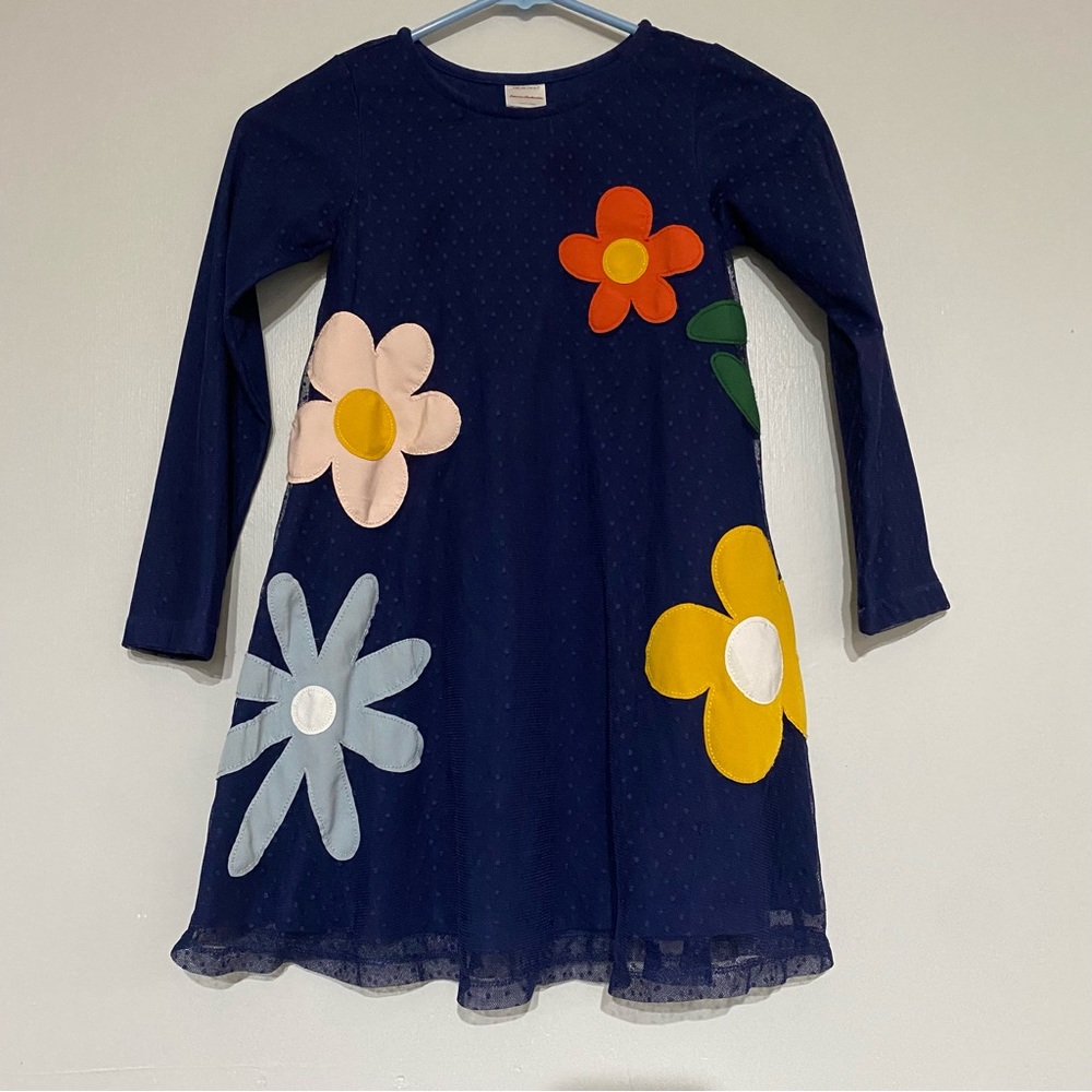 Hanna Andersson Navy Blue Floral Girls Dress